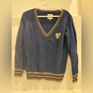 Chaser v-neck sweater with gold accents